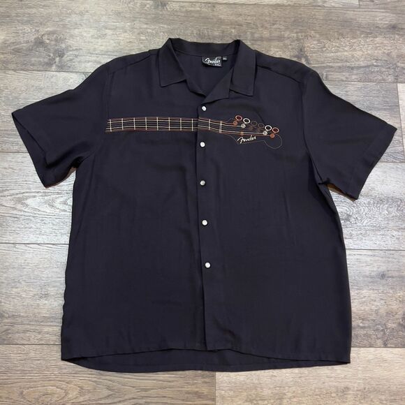 Vintage 90s Fender By DaVinci Electric Guitar Shirt Stratocaster Made in USA XL - Picture 1 of 8